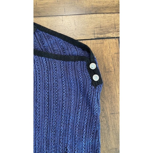 WHBM sz L/XL Sweater Ombre Poncho Asymmetrical Hem navy black metallic top cover - Picture 3 of 6